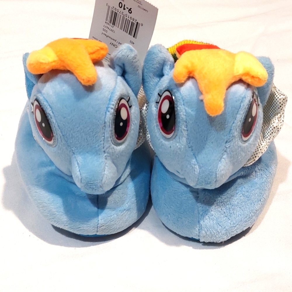 🔥SALE🔥 My Little Pony Girl's Plush Light Blue Slippers NWT Sz 5-6 & 9-10